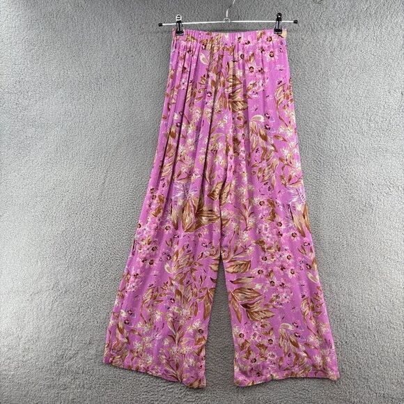 Lulus Pants Women's Purple Floral Wide Leg Lined High Waisted Size Small - Picture 3 of 14